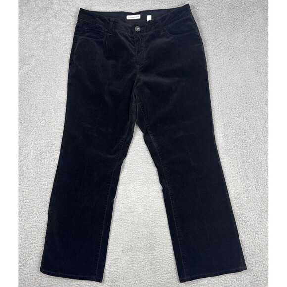 Coldwater Creek Womens Size 14 Pants Black Corduroy Straight Leg Stretch Soft - Picture 1 of 9